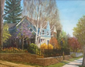 Urban life oil painting