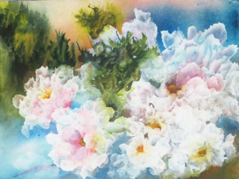 Floral painting. Mixed medium