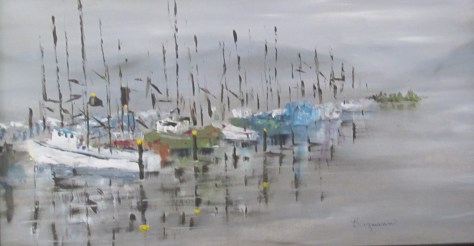 Painting of moored boats